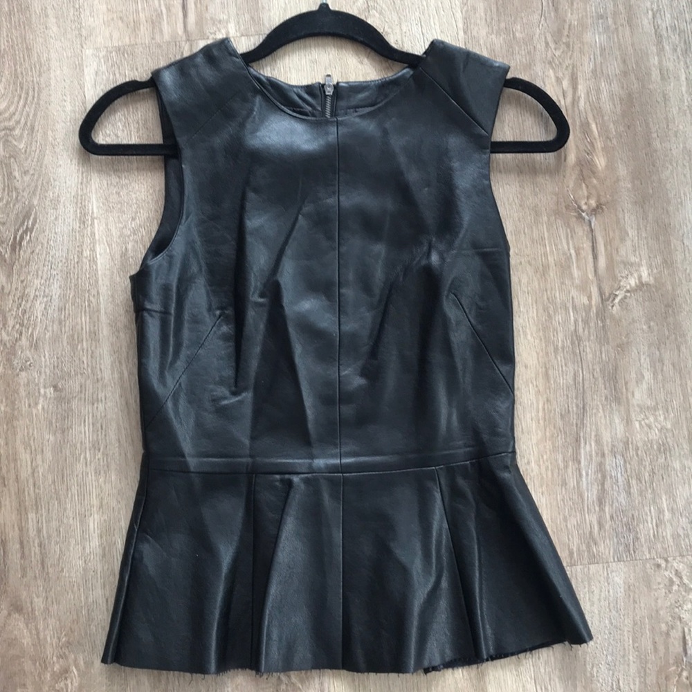 Sleeveless Faux Leather Peplum Top